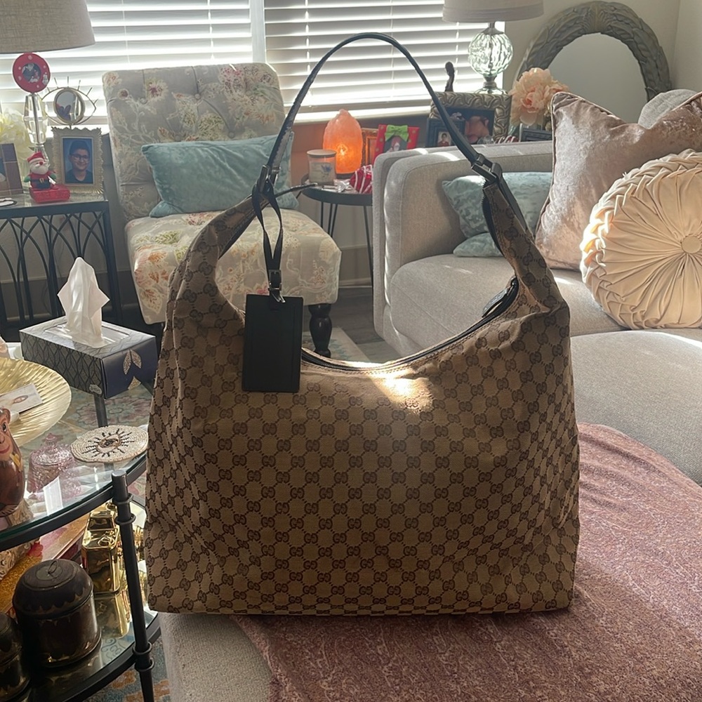 Large Gucci canvas GG Monogram weekender travel tote/carry on bag
